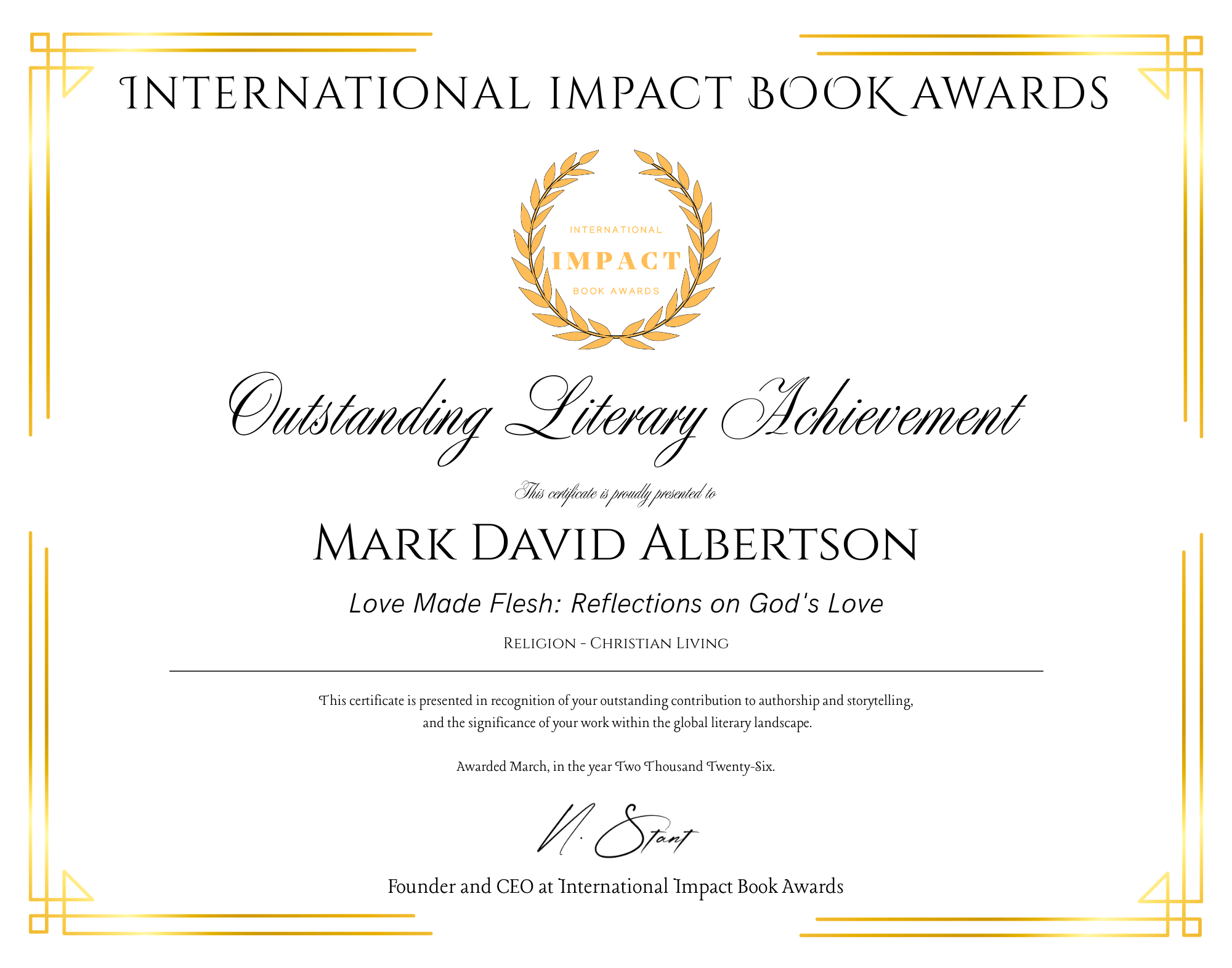 Love Made Flesh Wins 2026 International Impact Book Award